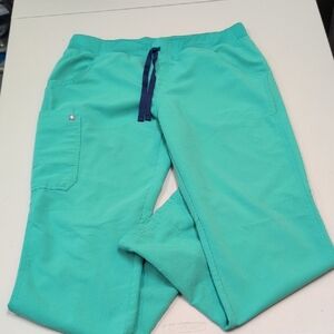 Figs Surgical Geen Kade Pants with Dark Purple Tie